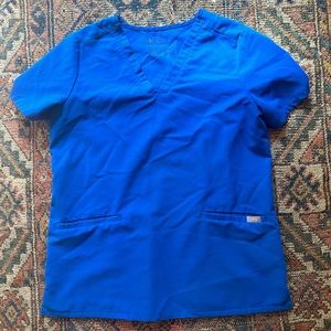 EUC Figs Royal Blue Casma Three-Pocket Scrub Top